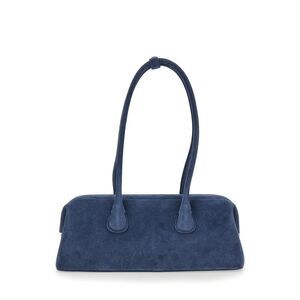 Osoi Women 'Boat Wide' Blue Shoulder Bag With Round Handles In Suede Woman